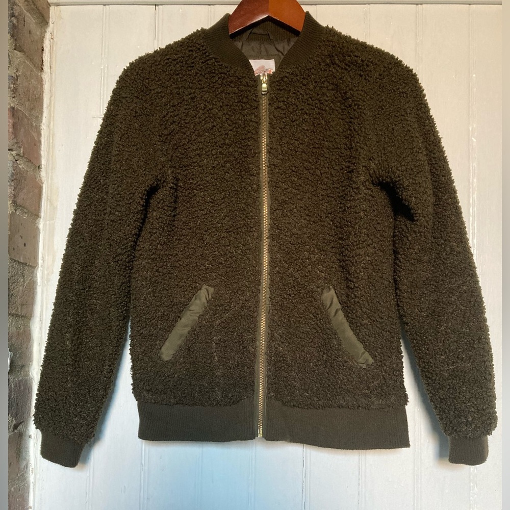 *3 for $20* Kids Teddy L Jacket, brown, ribbed cuffs and hem, lined, zippered.